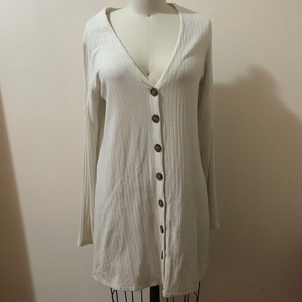 Reformation Ribbed Tencel Mini Dress in Oatmeal